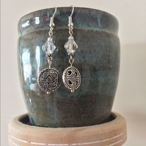 Beautiful long dangle mandala statement earrings